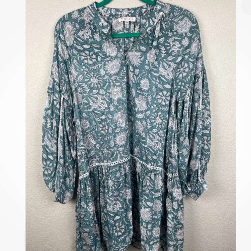 Floral Teal Mini Dress